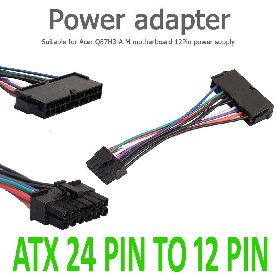 24 Pin to 12 Pin ATX PSU Motherboard Power Supply Cable Adapter Lenovo IBM DELL - Image 2 of 4