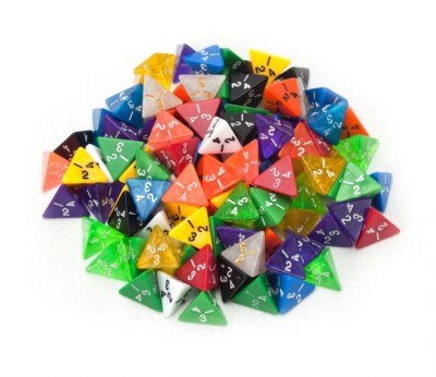 100+ Mixed Random Bulk Lot of NEW Wiz Dice DND d4 Polyhedral Pyramid Gaming Dice