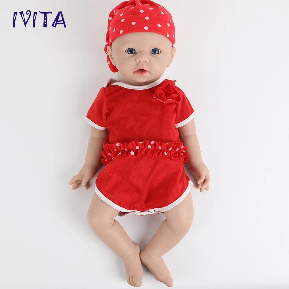 IVITA 19'' Silicone Reborn Baby Gril Puppen Silikon Rebornpuppen Baby Mädchen - Bild 4 von 4