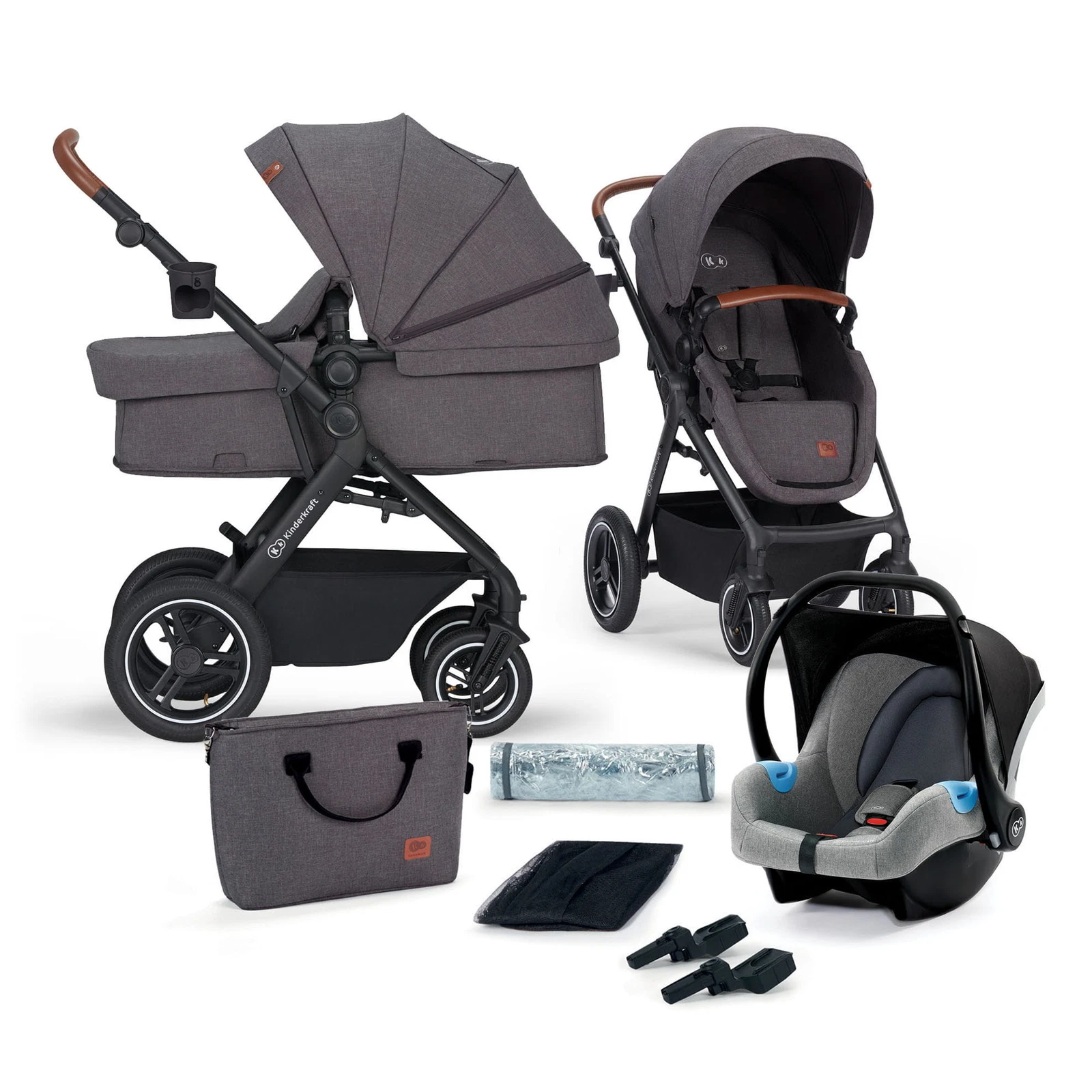 3IN1 PRAM Kinderkraft B-TOUR Dark Grey - UP TO 22 KG KINDERKRAFT