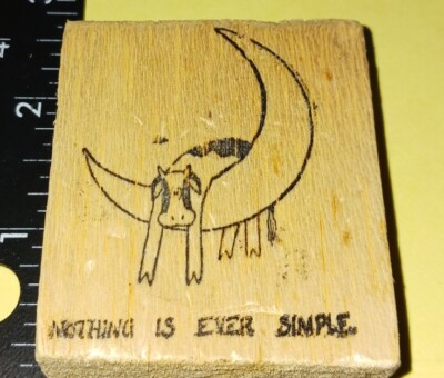 Nothing is ever simple, cow jumping over the moon, unknown maker,C6, wooden 