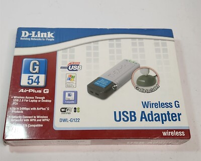 D-Link Wireless G USB Adapter Model DWL-G122 54MBPS Brand New & Sealed