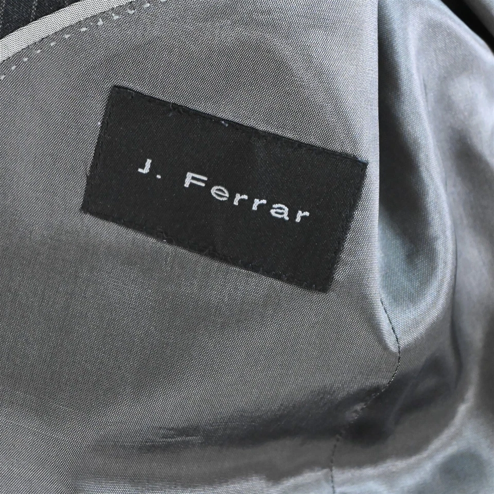 J Ferrar 42R 36x30 Gray Stripe 100% Wool Mens Jacket Pants Suit - Image 4 of 4