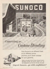 1961 Sunoco - Mother Daughter Convertible Car Gas Station Pump - Print Ad Photo