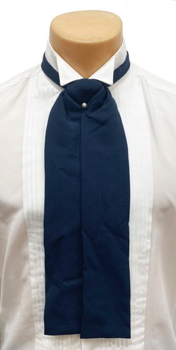 Men's Navy Blue Ascot Cravat Tie with Pin Victorian Formal Morning Dress