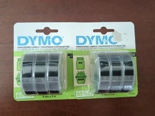 (2) DYMO 3D Plastic Embossing Labels for Emboss Label Maker White Print on Black