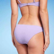 Shade  Shore Women's Ribbed Cheeky Bikini Bottom Purple Size Large 12-14