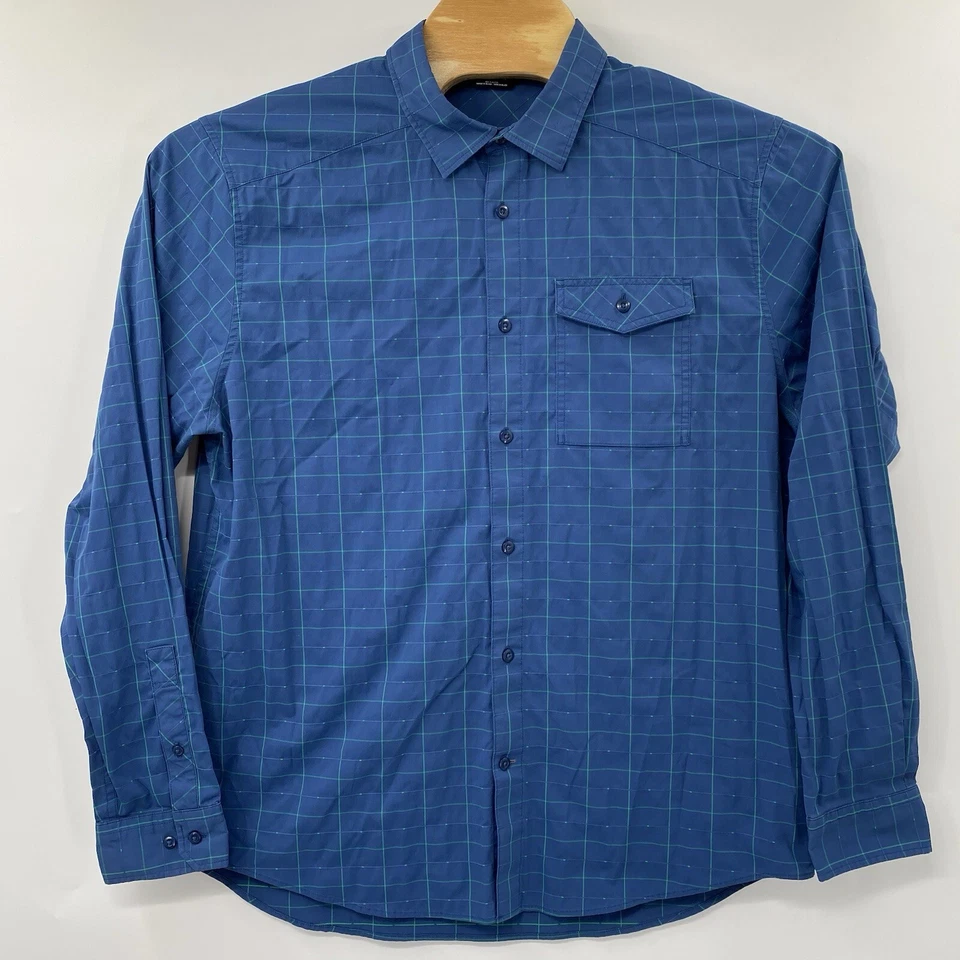 Рубашка мужская Under Armour XL Backwater синяя зеленая клетчатая с длинным рукавом на пуговицах спереди - Изображение 2 из 4