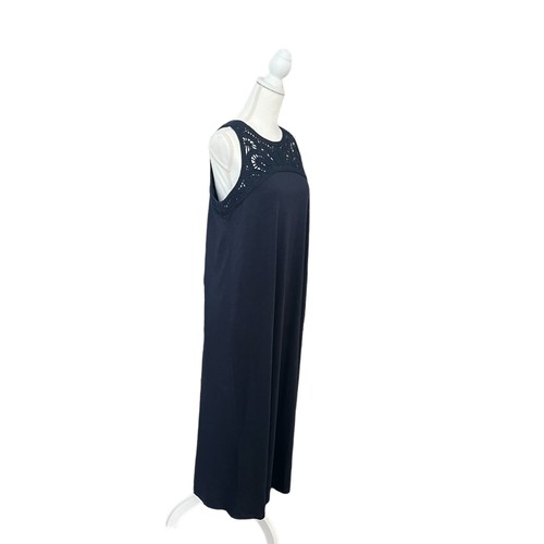 J. Jill Maxi Dress Womens Navy Blue Sleeveless Crochet Pullover NWT Sz MP - Picture 3 of 22