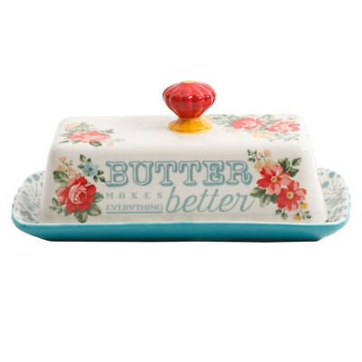 Pioneer Woman Butter Dish Vintage Floral Butter Makes Everything Better Dish NWT