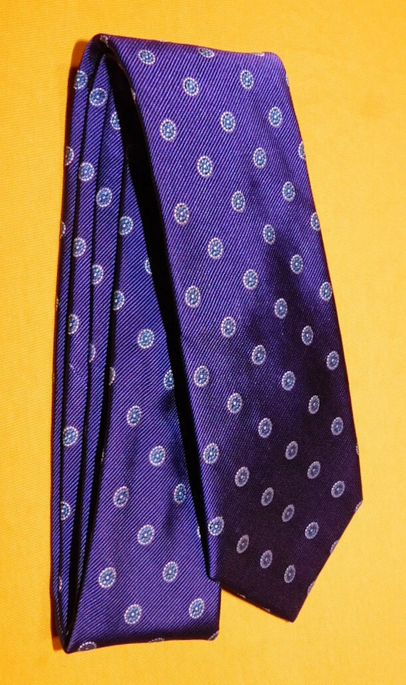 CORBATA DELGADA HOMBRE NEGRO MARRÓN 1826 AZUL/PÚRPURA MOTIVO LUNARES - CORBATAS - CORBATAS DE DISEÑO. Foto 2 de 3