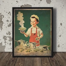 Vintage CANNABIS CHEF Wall Art, Marijuana 420 Kitchen Decor, Stoner Pot Cooking