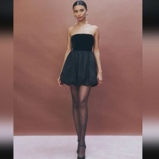Reformation St Louis Velvet bubble-hem dress, size 12 NWT