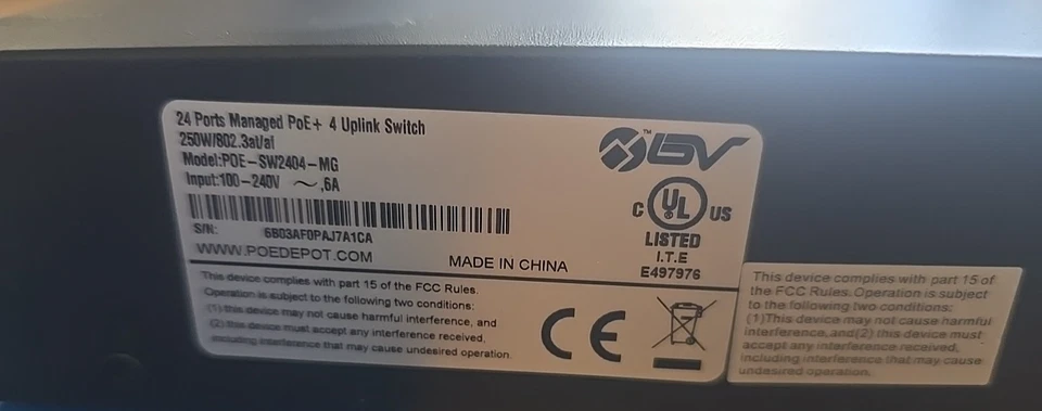 BV-Tech (POE-SW2404-MG) 24 Port PoE + 4 Uplink Managed Switch Networking Device - Image 4 of 4