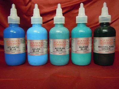 AQUEOUS DISPERSION INK Aqueous Dispersion Tattoo Ink Atlantic, Azure, Aegean,Marine 75,30,15 Inspire UK