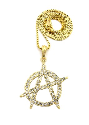 Hip Hop Stone Filled Anarchy Goth Punk Pendant 24