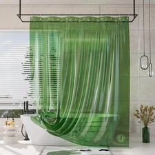 AmazerBath Long Shower Curtain Liner, 100% EVA Soft Clear Green Heavy Duty 78...