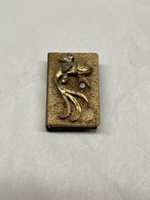 Vintage Goldstone Match Box Holder with 3D Goldfish 1-5/8” x 1-1/8”