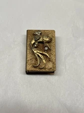 Vintage Goldstone Match Box Holder with 3D Goldfish 1-5/8” x 1-1/8”