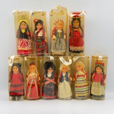 Vintage Lot of 10 European Souvenir Dolls Traditional Folk Costumes Sleep Eyes