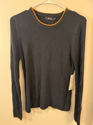 NWT Saint + Sofia Luna Cut Out Black Lurex Sweater Size Medium