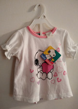 Vtg Baby Snoopy Pink Hearts 2 Piece Outfit Shirt  Shorts 6-9 Months With Tag