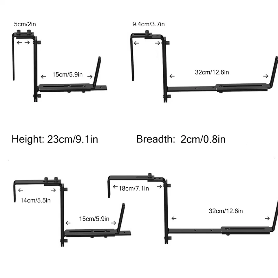 Window Box Brackets 2PCS Adjustable Metal Railing Planter Bracket Heavy - Image 2 of 4