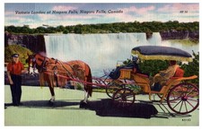 1953 Victoria Landau Niagara Falls Canada Horse Carriage Linen Postcard PM