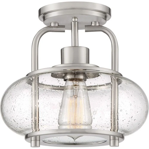 Trilogy - 1 Light Semi-Flush Mount - 9.28 Inches high-Brushed Nickel Finish - Picture 1 of 9