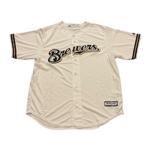 Majestic Milwaukee Brewers Cool Base MLB Baseball Jersey White Men's Size L NEW