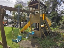  Kids Play Area Wooden Climbing Frame with Slide and swings Top Quality