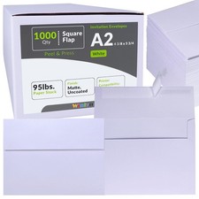 Winlyn 1000 Pcs White A2 Invitation Envelopes, Peel  Press Self Seal, 4 3/8 ...