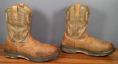 Mens ARIAT Workhog Pull On H2O Composite Toe Tan Leather Work Boots 11.5 D