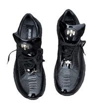 Mauri Superb 8601 Genuine Hornback Alligator Ostrich Patent Leather 14 Black
