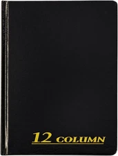 Adams Account Book, 7 x 9.25 Inches, Black, 12-Columns, 80 7 x 9-1/4, Black 