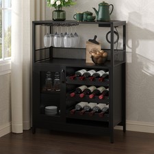 Home Bar Wine Storage Cabinet Cupboard Buffet Sideboard with LED Lights & Socket