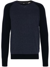 Hugo Boss Men's Dairon Wool Crewneck Sweater, Dark Blue