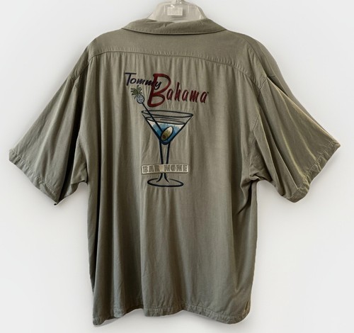 Camicia da campeggio Tommy Bahama Bar nessuno ricamata con bottoni verde salvia nuova senza etichette L - Foto 6 di 15