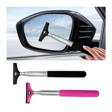 2PCS Car Rearview Mirror Wiper, Retractable Side Mirror Squeegee Black pink