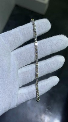 Pulsera Tenis Redonda con Diamantes Naturales Verdes/Amarillos en Oro Blanco 14k