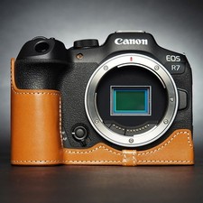 Handmade Leather Camera Half Cover Case Protective Base Bag For Canon EOS R7