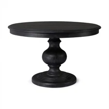 Maven Lane Zola Traditional Round Wooden Dining Table in Antiqued Black Finish