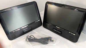 Philips PD9016 9" Dual Screen Portable DVD Player + Car Adapter VGC No Straps