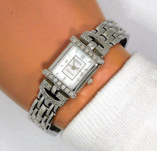Ecclissi Diamond Pave All Sterling Silver 925 Panther Bracelet Watch New Battery