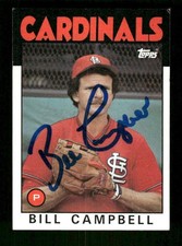 1986 Topps   112 Bill Campbell signed auto autograph  dec'd blue sharpie JBN BXC