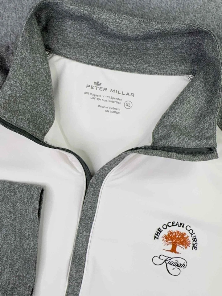 Peter Millar 1/4 Zip Pullover Womens XL Ocean Course Kiawah White Gray UPF 50 + - Image 4 of 4