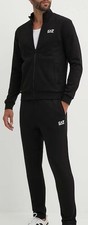 EA7 Emporio Armani Tuta Felpata Nero Logo Bianco 8NPV67