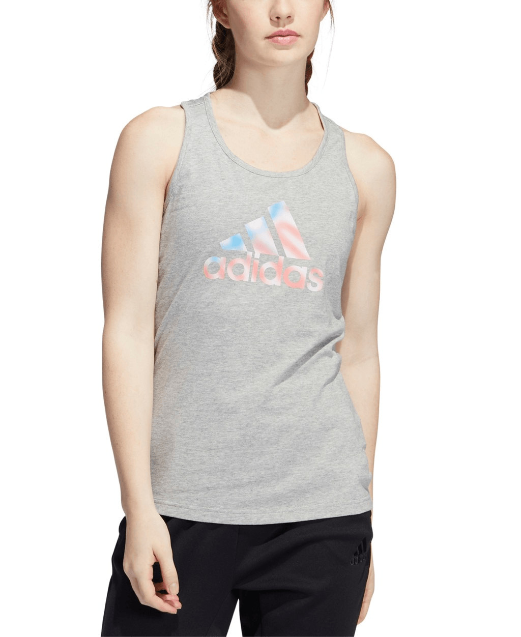 Adidas Womens Cotton Logo Americana Tank Top Med Gray Size M