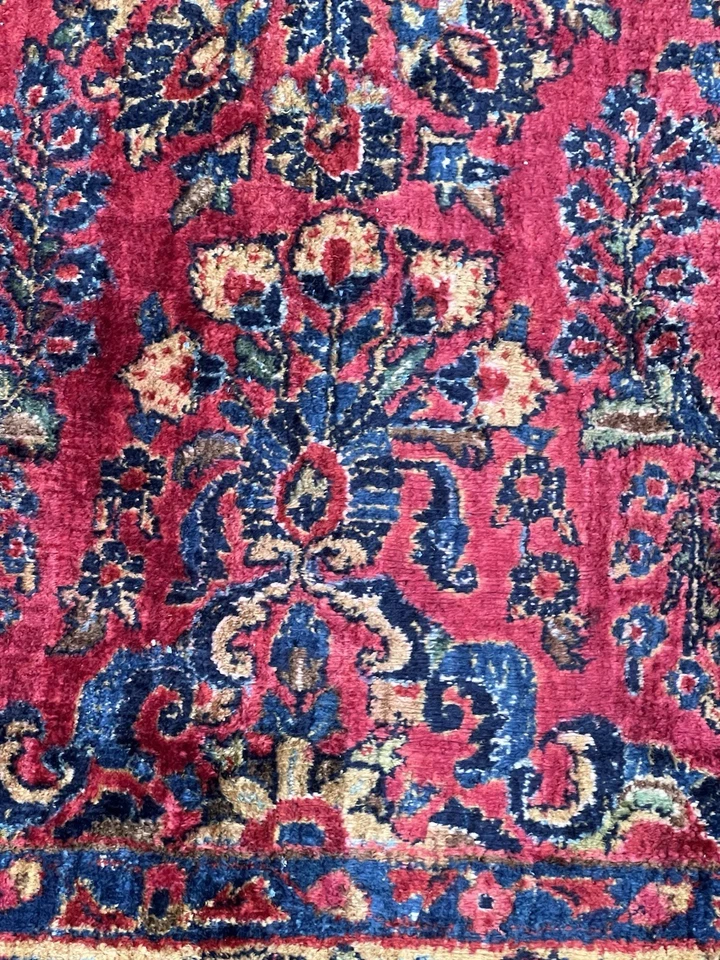 Hermosa alfombra antigua hecha a mano persa Mohajeran Sarouk 9X12 ca1920 Foto 2 de 4