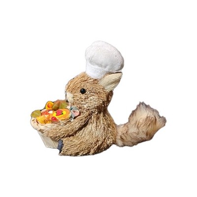 Vintage Squirrel Sisal Handmade Chef Hat And Food Super Cute Rare